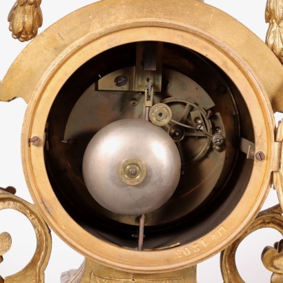 antique, clock, antique clock, antique clock, antique italian clock, antique clock, neoclassical clock, 19th century clock, pendulum clock, wall clock, Triptych Golden Bronze Clock