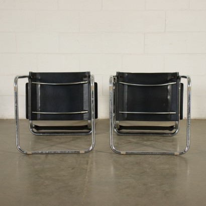 Pair Of Cantilever Mart Stam S34 Chairs Tubular Leather Italy 60s 70s