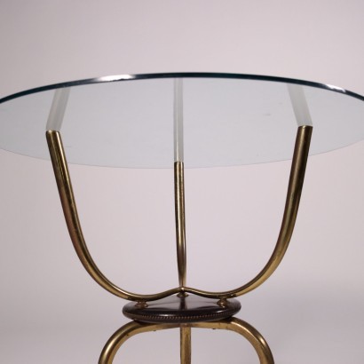 Coffee Table Stained Wood Brass Glass Italy 1950s