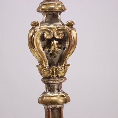 Torch Holder Silvered Wood Italy 20th Century