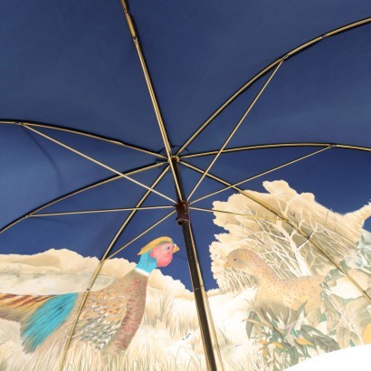 pasotti, sombrilla, sombrillas artesanales, sombrillas de lujo, made in Italy, Pasotti Blue Umbrella with Print