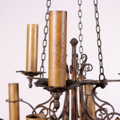 Chandelier Wrought Iron Italy 20th Century