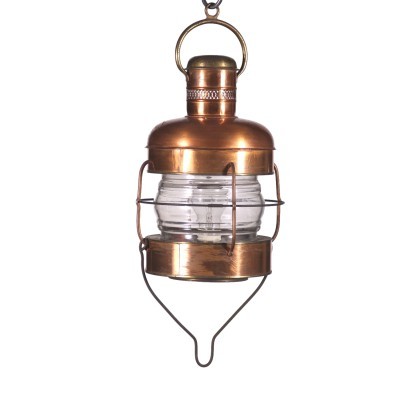 Boat Lantern Copper Glass Italy 20th Century