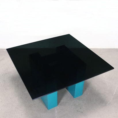 Table Wood Smoked Glass Italy 1970s-1980s