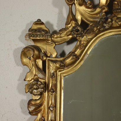 Miroir Éclectique Bois Doré - Italie XIX Siècle