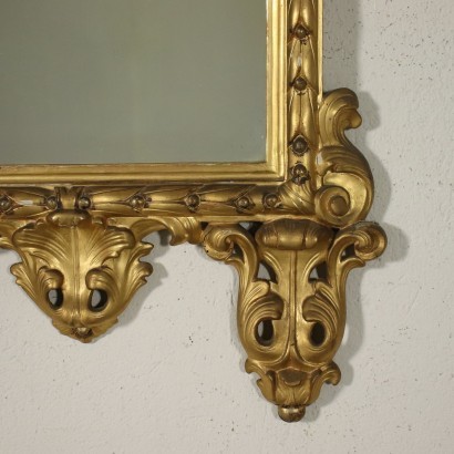 Miroir Éclectique Bois Doré - Italie XIX Siècle