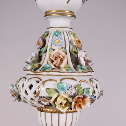Capodimonte Revival Chandelier Glazed Ceramic Italy 20th Century