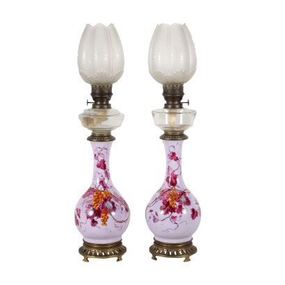 antiques, objects, antiques objects, ancient objects, ancient Italian objects, antiques objects, neoclassical objects, objects of the 19th century, Pair of Oil Lamps