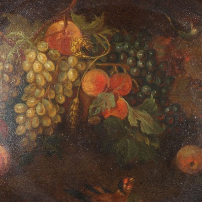 Still life with fruit and little bird