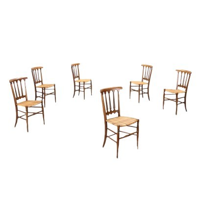 Six Chairs Colombo Sanguinetti Beech Chiavari Italy '900