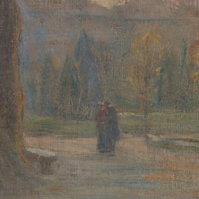 \"Im Park\" von Carlo Balestrini Öl auf Leinwand Italien 1909