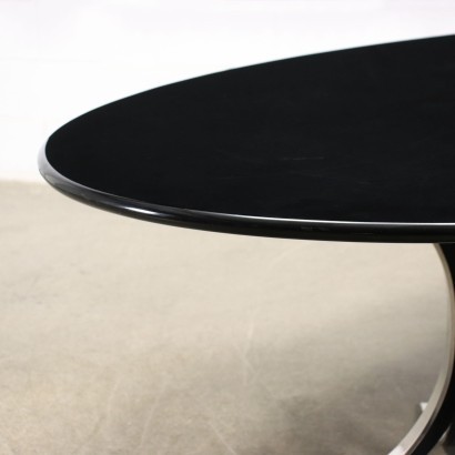 Large Table, Double Metal Base, Lacquered Wood Italy 1970s top, .
