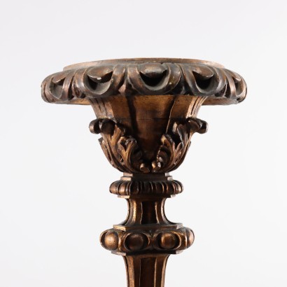 Kerzenständer Geschnitzes Holz Vergoldet Italien '900
