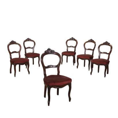 antiguo, silla, sillas antiguas, silla antigua, silla italiana antigua, silla antigua, silla neoclásica, silla del siglo XIX, Grupo de seis sillas Louis Philippe, Grupo de seis sillas Louis Philippe