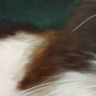 Large Portrait of a Cat Oil on Canvas XXI Cent.