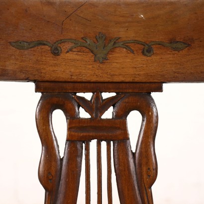 Gruppe von vier Stühlen im Empire-Stil Nussbaum Maser Italien \'900