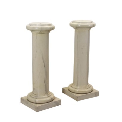 Paar Säulen Marmoriertes Holz Italien XX Jhd