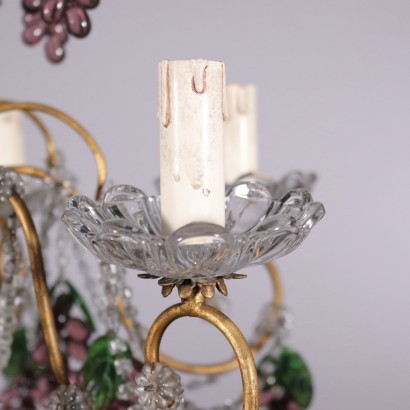 Chandelier Gilded Metal Glass Italy \'900
