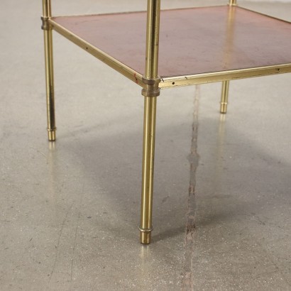 Pair of Coffee Tables Brass Leather Italy 1950s
