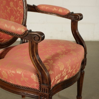 Neoclassical Style Armchair Walnut Italy XX Century.