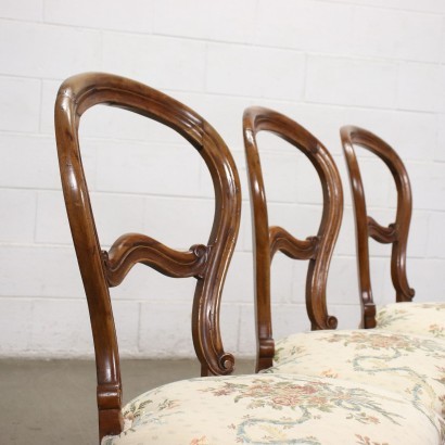 Group of 6 Louis Philippe Chairs Walnut Italy 19th Cent.