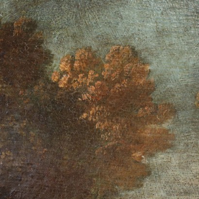 Landschaft mit Figuren Öl auf Leinwand Italien XVIII Jhd