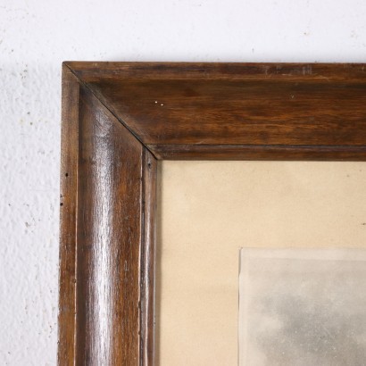 Empire Frame with Engraving Walnut Italy 19th Century.