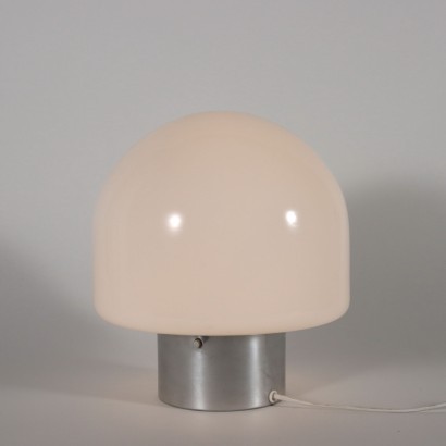 Table Lamp Chromed Metal Glass Italy 1960s