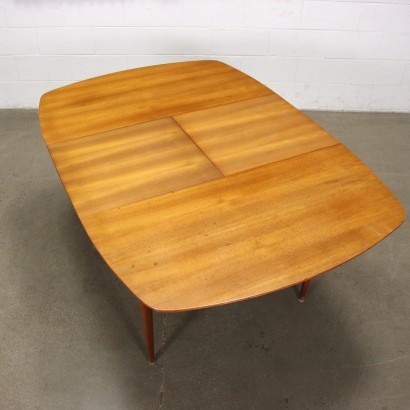 Extendable Table Teak Veneer Solid Wood Italy 1960s