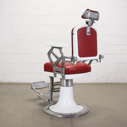 Swivel Barber Chair Alluminium Metal Skai Italy 1960s