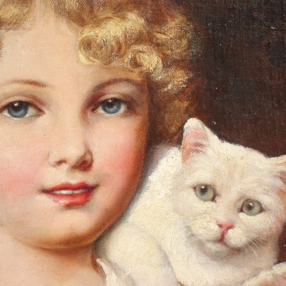Portrait de petite fille avec chat