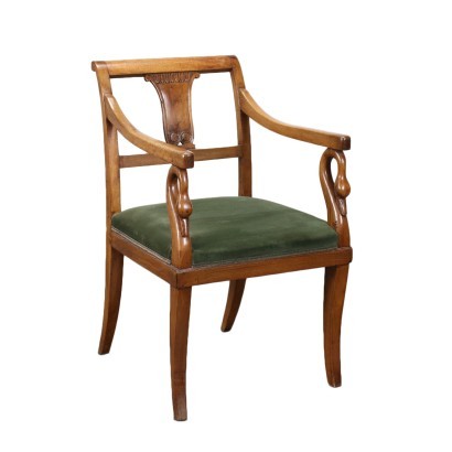 antique, armchair, antique armchairs, antique armchair, antique Italian armchair, antique armchair, neoclassical armchair, 19th century armchair, Empire armchair in Mahogany