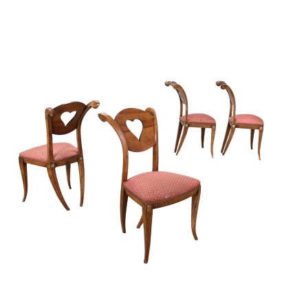 antigüedad, silla, sillas antiguas, silla antigua, silla italiana antigua, silla antigua, silla neoclásica, silla del siglo XIX, grupo de cuatro sillas de estilo