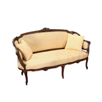 Canapé de Style Rococo Noyer Italie XX Siècle