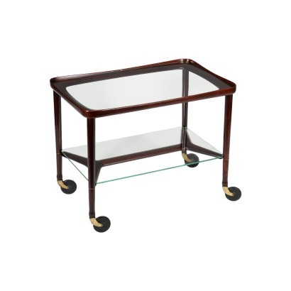Service Trolley Beech Glass Italy 1950s