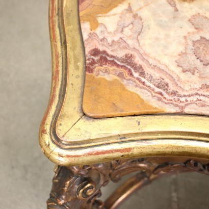 Rokoko-Stil Couchtisch Alabaster Goldenes Holz Italien XX Jhd