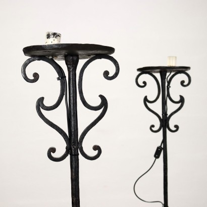 Pair of Candlesticks Wrought Iron Italy XIX Century.