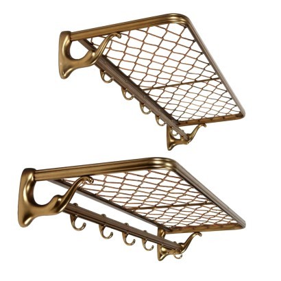 Pair of Wall Hangers Brass-Plated Alluminium Brass Italy 1950s