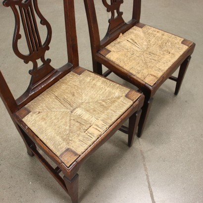 Pair of Directorial Chairs Walnut Italy 18th-19th Century.