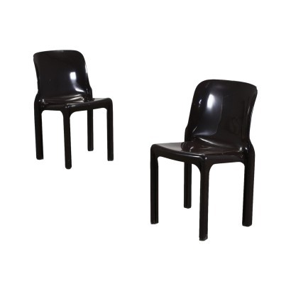 Selene Pair of Chairs by Artemide ABS Italy 1960s-1970s