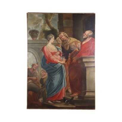 The Visitation Oil on Canvas Venetian School Italy XVIII C