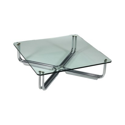Coffee Table 784 by Cassina Chromed Metal Glass Italy 60s-70s