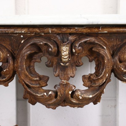 Eclectic Drop Console Wood Marble Italy XIX C.