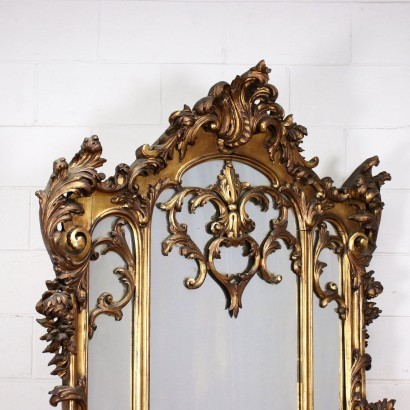 Console avec Miroir Style Rococo Albâtre Miroir Bois Doré Italie XX S