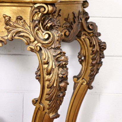 Console avec Miroir Style Rococo Albâtre Miroir Bois Doré Italie XX S