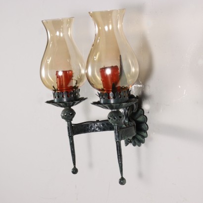 Group of 7 Wall Lamps Metal Glass Italy XX Century