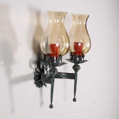 Group of 7 Wall Lamps Metal Glass Italy XX Century