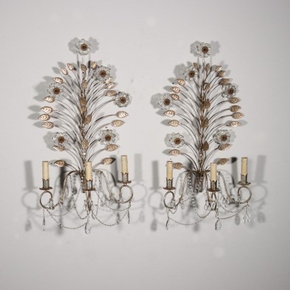 Pair of Appliques Maison Bagues Style Glass Italy XX C