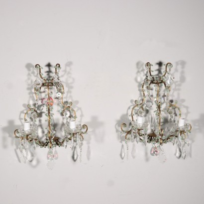 Pair of Appliques Metal Glass Italy XX C
