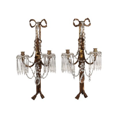 Pair of Neoclassical Style Appliques Gilded Bronze Brass Italy XX C
